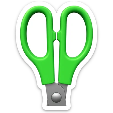 Scissors with green handle sticker