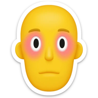 Yellow circle emoji with flushed eyes and neutral mouth in fisheye effect sticker