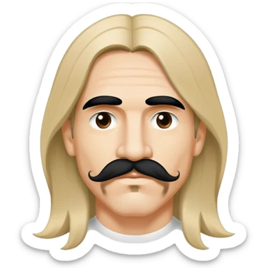 face of a rock singer with signature mustache and long hair, inspired by Anthony Kiedis sticker