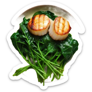 Seared Scallops with Wilted Spinach Recipe sticker