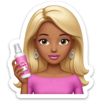 Brown skin blonde hair Barbie with skincare  sticker