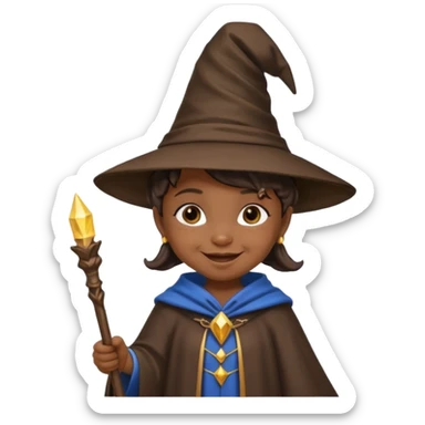 black baby girl wizard with staff sticker