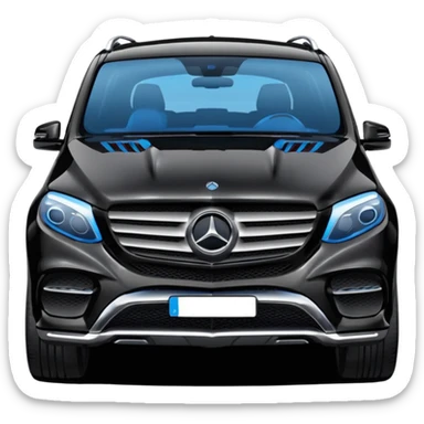 black Mercedes GLE SUV in pure side view, only the side visible, cute compact proportions, glossy black paint, blue-tinted windows, rounded and soft features sticker