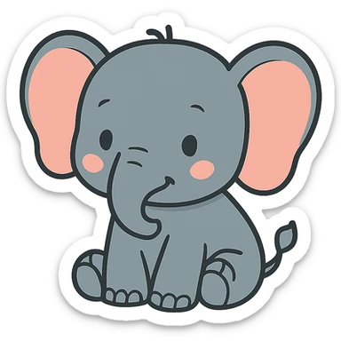 flat toon baby elephant sticker