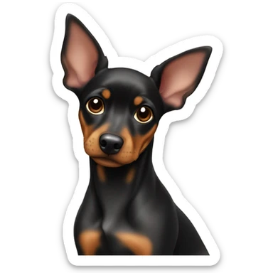 black brindle tan pinscher big ears christmas sticker