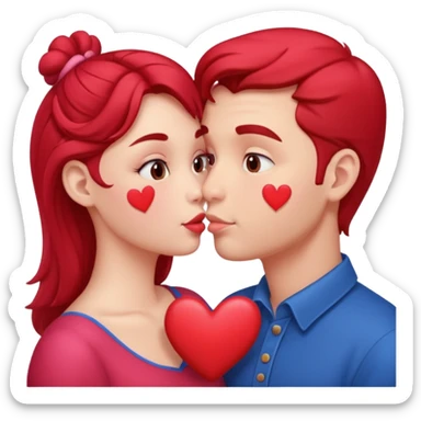 a man and a woman kissing with hearts sticker