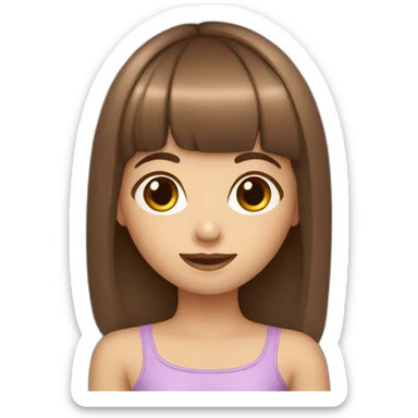 cute brown hair girl with bang sticker