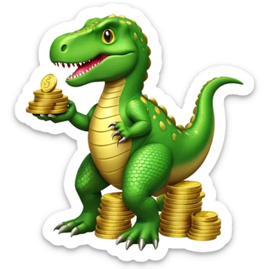 Trex with a lot of money  sticker