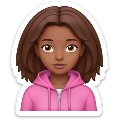 Black girl wearing pink with brown hair sticker