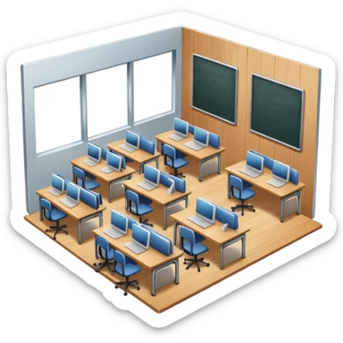 large study space with students working separately sticker