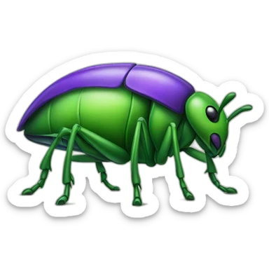 green and purple bug sticker