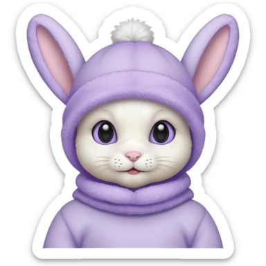 white baby bunny in a pastel lavender ski mask  sticker