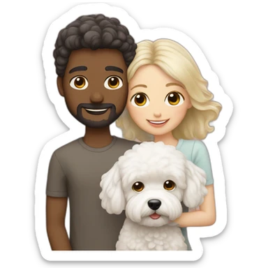 a human couple with white maltipoo sticker