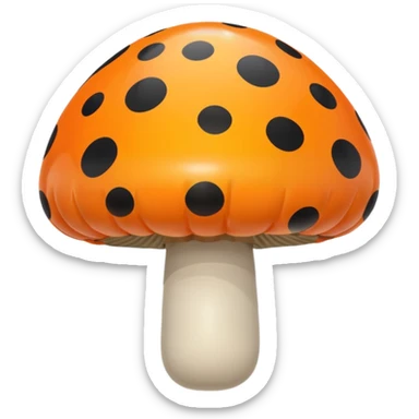   jeff koons orange and black polka dot mushroom inflatable  sticker