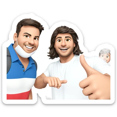 boys in shop smiling together sticker