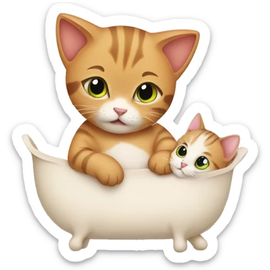 a cat with a baby sticker