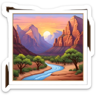 zion national park sunset sticker