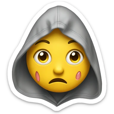 Yellow Emoji crying with heart eyes in a hoodie sticker
