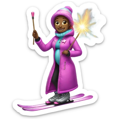 Pregnant skiing magician  sticker