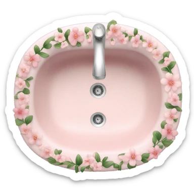 Light pink floral sink sticker