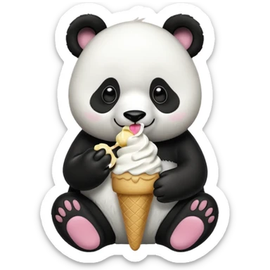 Panda eating ice cream sticker