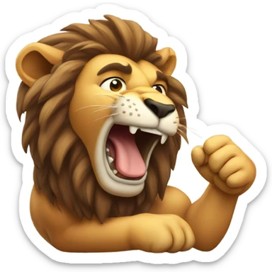 Muscle lion lick sticker