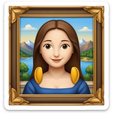 Mona Lisa inside of a picture frame  sticker