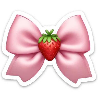 pale pink bow with strawberry in the middle sticker