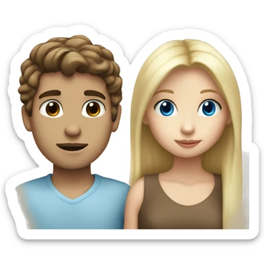 Brown hair boy kissing blonde hair blue eye girl  sticker