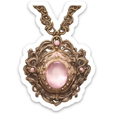 vintage rococo necklace with pale pink jewel sticker