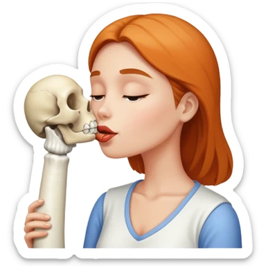 naked big boobed woman kissing a big bone sticker