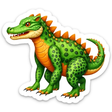 Crocodile-Bobcat-Fakémon-hybrid-creature with a long muzzle, full body sticker