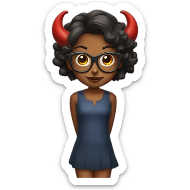 Devil young girl with glasses and horns sticker