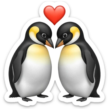 2 emperor penguins facing each other making a heart but no heart emoji sticker