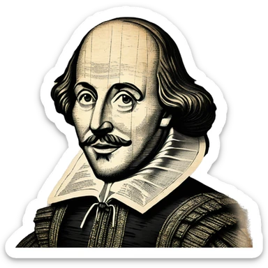 Shakespeare made of newspaper cuttings 420 roses flowers sticker