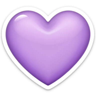 A light purple heart emoji that has the same shape as a normal heart emoji and light reflecting is from the tip of the heart sticker