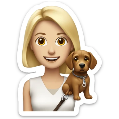 Blonde women with Brown dog on a leash sticker