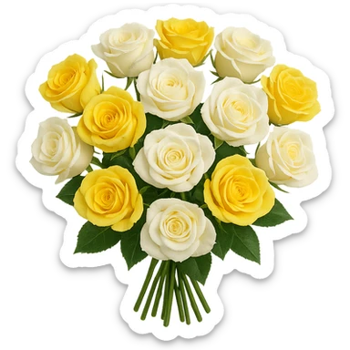 bouquet of white and yellow roses , remove background sticker