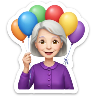 balloons holder old woman sticker