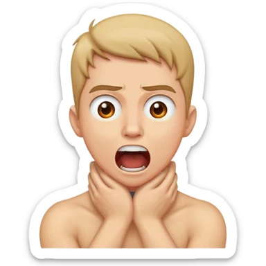 Person with arms crosses around neck screaming sticker