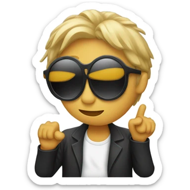 a person wearing sunglasses dabbing sticker