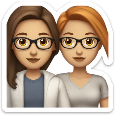Couple white skin redhead and blue eyes and glasses with latina girl with long straight black hair brown eyes sticker