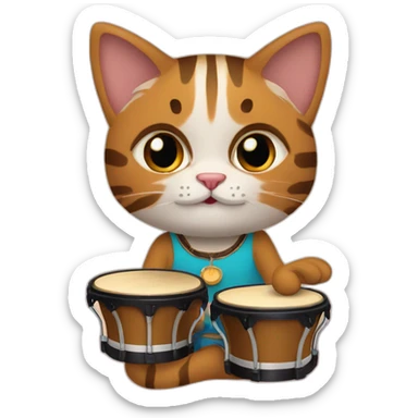 Kat met bongos sticker