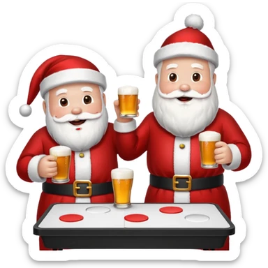 Santa and snowman playing beer pong sticker