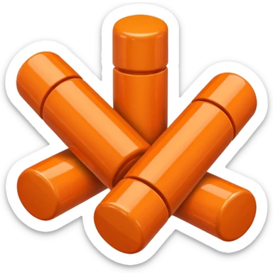 orange cylindrical pieces pill shaped on each end  sticker