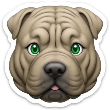 Grey shar pei with green eyes sticker