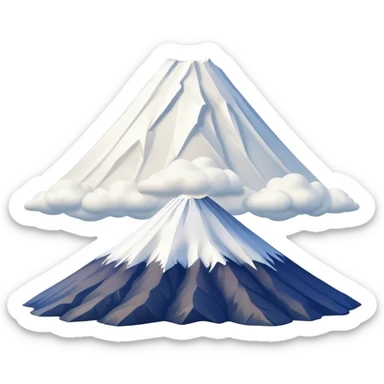 Cinematic Realistic Mount Fuji Landscape Emoji, depicted with the iconic snow-capped peak set against a serene sky rendered with lifelike textures and breathtaking, natural lighting. sticker