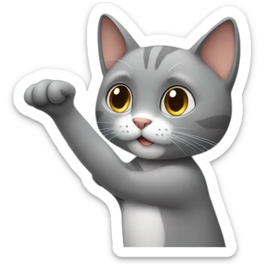 Grey cat who makes a finger of honor sticker