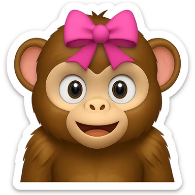 Add a cute hair bow to the monkey. Keep the background transparent. sticker