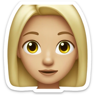A girl with blonde hair and green eyes with brown stain and glowing red eyes sticker